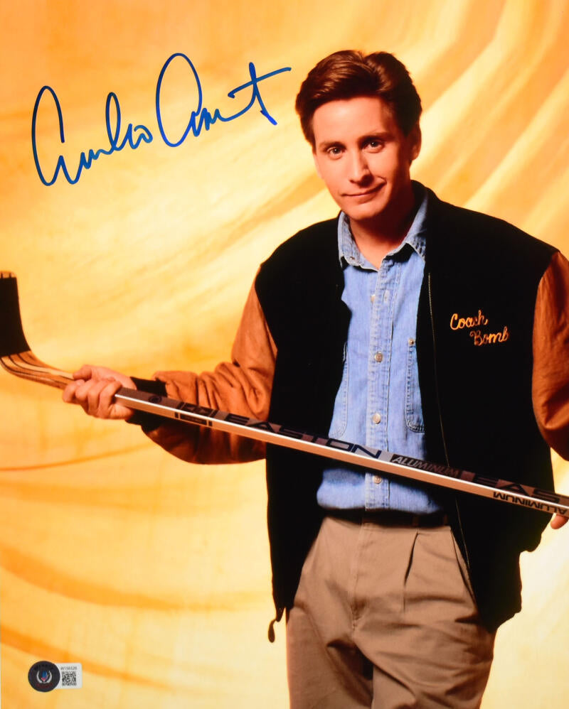 Emilio Estevez Signed The Mighty Ducks Gordon Bombay Jersey Bas