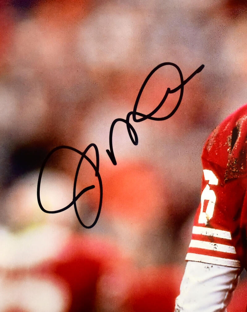 Joe Montana Autographed San Francisco 49ers 16x20 Muddy Photo- JSA *Black