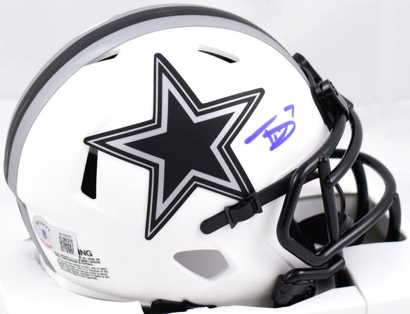 Trevon Diggs Autographed Dallas Cowboys Lunar Speed Mini Helmet- Beckett W Hologram *Blue Image 1