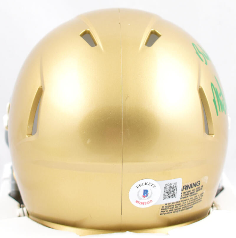 Michael Mayer Autographed Notre Dame Speed Mini Helmet w/Baby