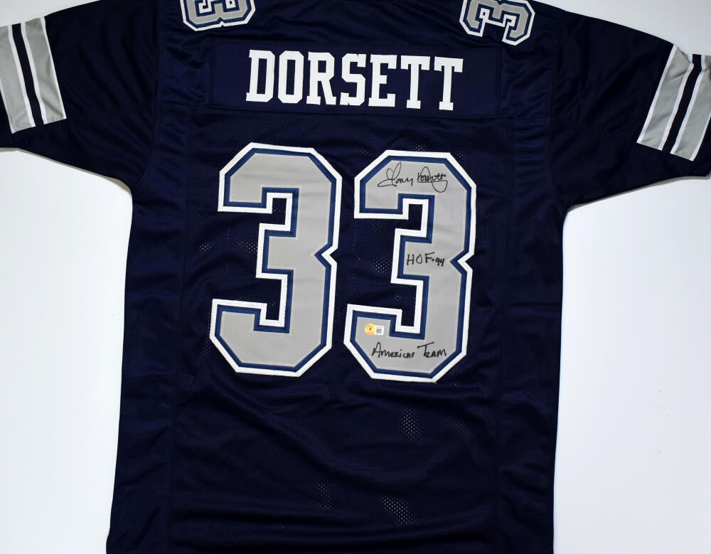 Tony Dorsett Autographed Blue/Grey Pro Style Stat Jersey- Beckett W  Hologram