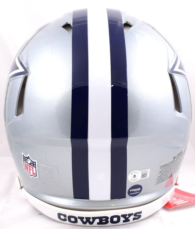 Cowboys Emmitt Smith Signed Salute To Service Speed Mini Helmet BAS  Witnessed