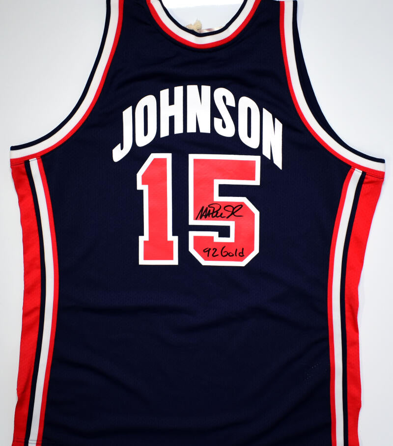 Magic Johnson Autographed USA Mitchell & Ness Authentic Jersey w/92 Go –  The Jersey Source