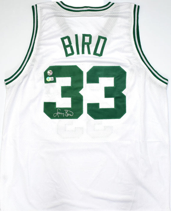Larry Bird Autographed White Pro Basketball Jersey-Beckett W Hologram *Silver *L8 Image 1
