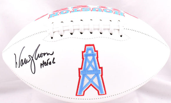 Warren Moon Autographed Houston Oilers Logo Football w/HOF - Beckett W Hologram *Black Image 1