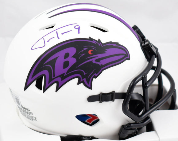 Justin Tucker Autographed Baltimore Ravens Lunar Speed Mini Helmet- Beckett W Hologram *Purple Image 1
