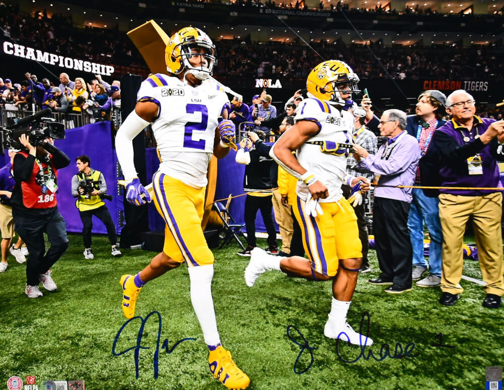 Framed Justin Jefferson Ja'Marr Chase Facsimile Laser Engraved LSU  15x16 Photo