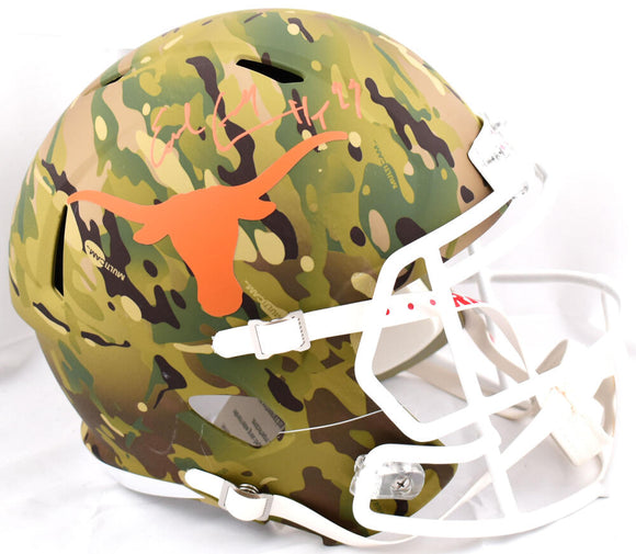 Earl Campbell Autographed Texas Longhorns F/S Camo Speed Helmet w/HT 77- Beckett W Hologram *Orange Image 1