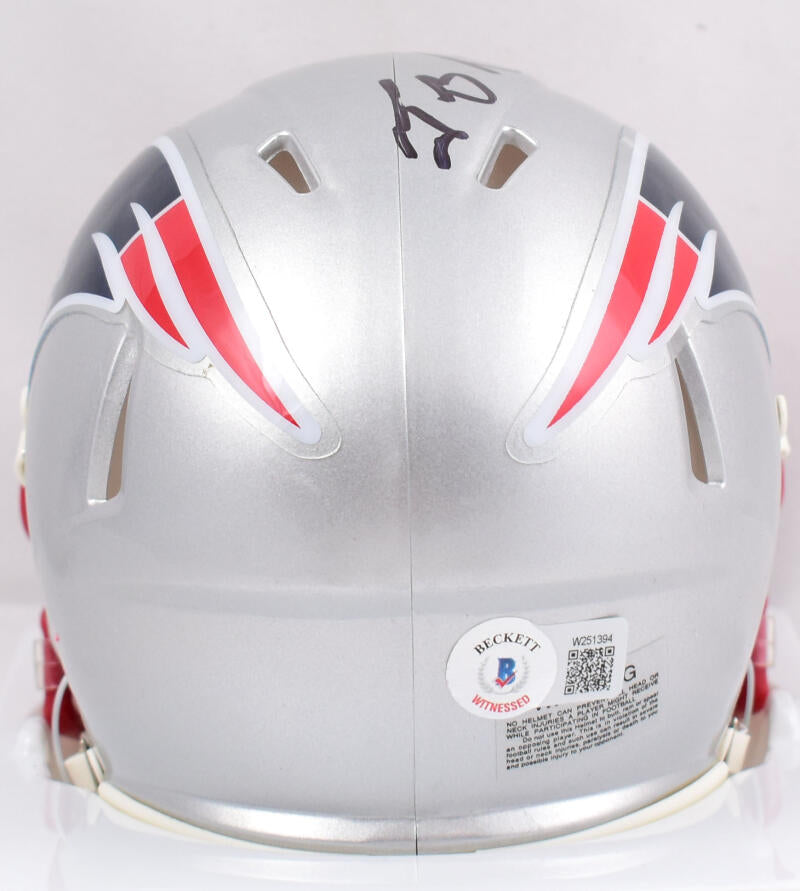 Tedy Bruschi Autographed Patriots Salute to Service Speed Mini  Helmet-Beckett W Hologram *White