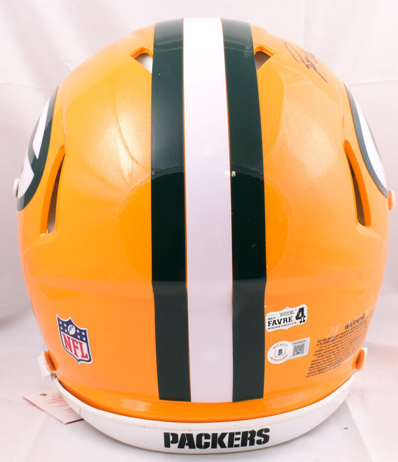 Brett Favre Autographed Packers F/S Speed Authentic Helmet-Beckett Hol –  The Jersey Source