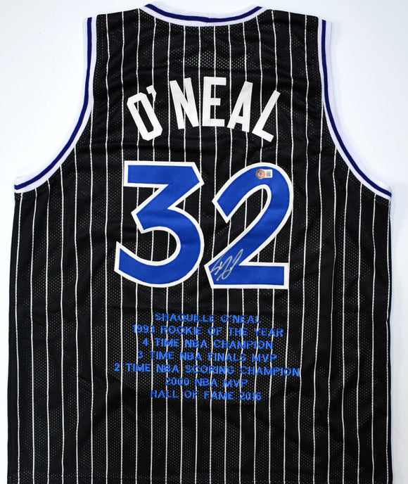Shaquille O'Neal Autographed Black Orlando Pro Style Stat Jersey - Beckett W Hologram *Silver Image 1