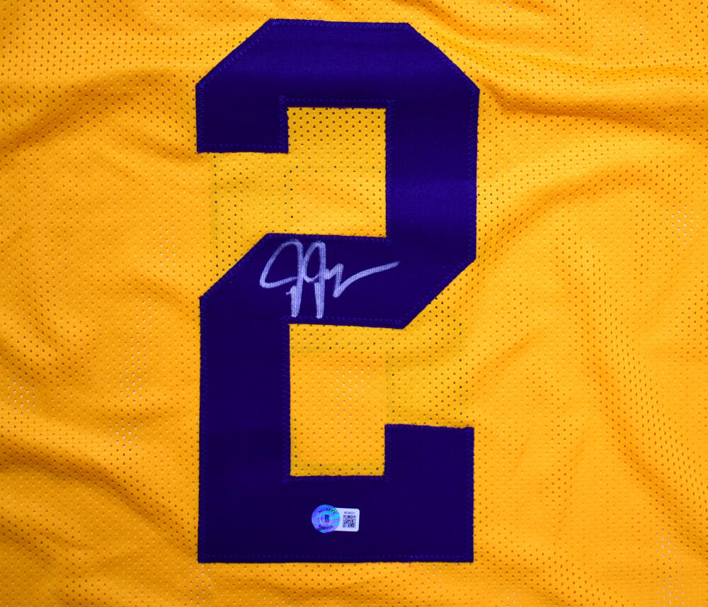 The Jersey Source Autographs Justin Jefferson Autographed Gold College Style Jersey-Beckett W Hologram