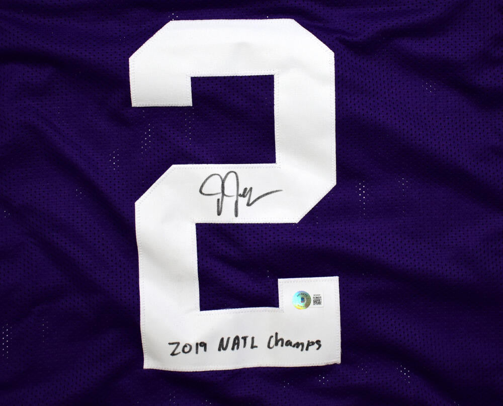 Justin Jefferson Authentic Signed Purple Pro Style Framed Jersey BAS  Witnessed