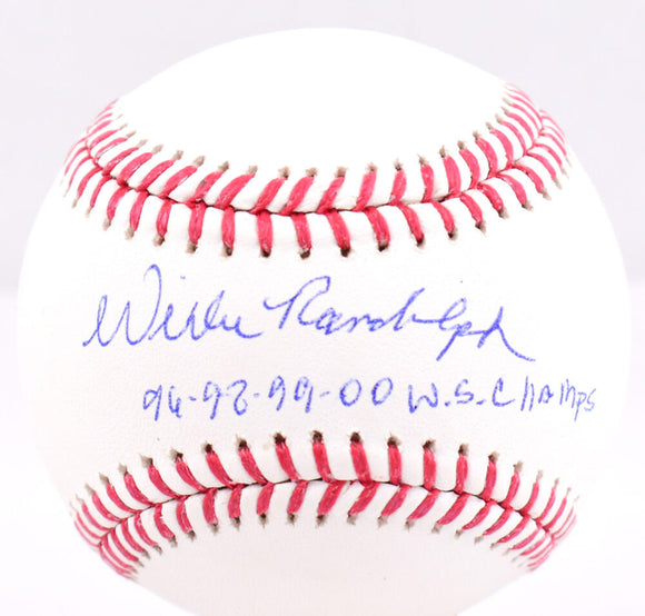 Willie Randolph Autographed Rawlings OML Baseball w/96,98,99,00 WS Champs- Beckett W Hologram *Blue Image 1