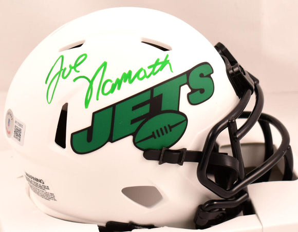 Joe Namath Autographed New York Jets Lunar Speed Mini Helmet-Beckett W Hologram *Green Image 1