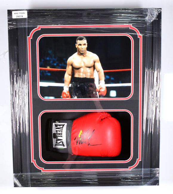 Mike Tyson Autographed Shadow Box Ring Red EverfreshBoxing Glove - JSA W  Image 1