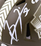 Deion Sanders Ray Lewis Autographed NFL HOF Salute to Service Speed Mini Helmet w/GOATS -Beckett W Hologram *White Image 2