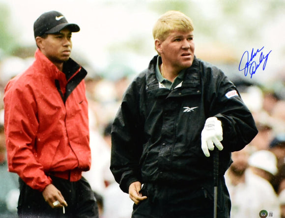 John Daly Autographed 16x20 Close Up with Tiger Woods Photo -Beckett W Hologram *Blue Image 1