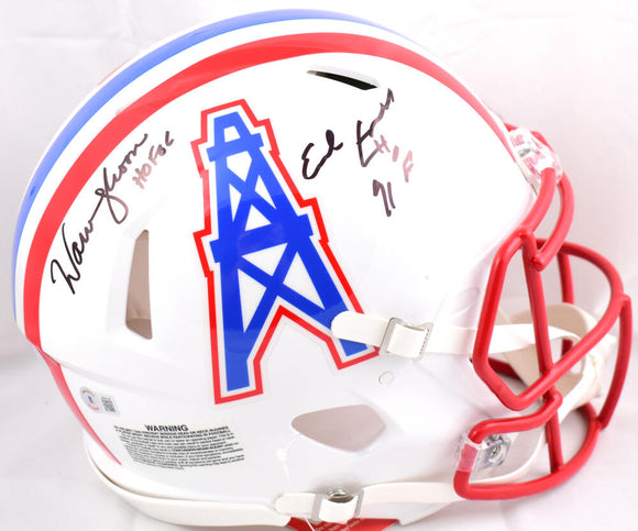 Warren Moon Earl Campbell Autographed Houston Oilers F/S Speed Authentic Helmet w/HOF- Beckett W Hologram *Black Image 1