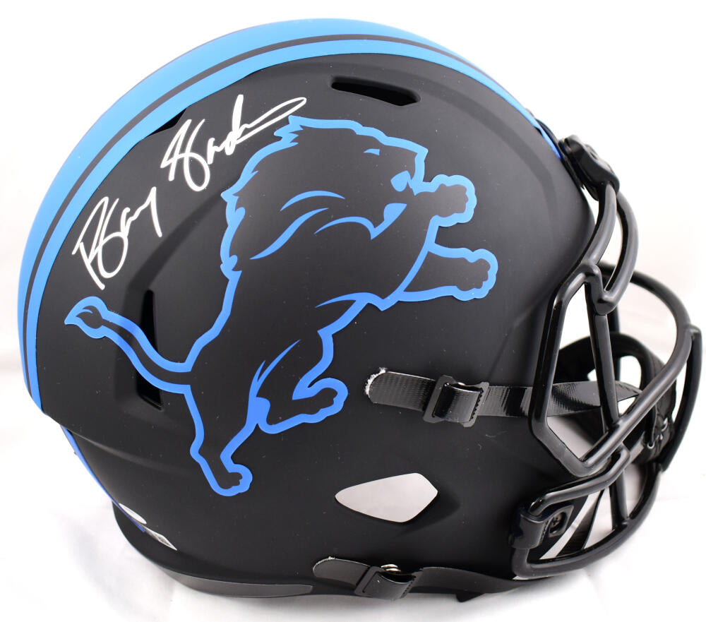 Barry Sanders Autographed Signed Detroit Lions Black Eclipse Full Size  Speed Replica Helmet Beckett Beckett