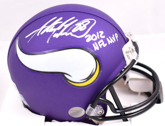 Adrian Peterson Autographed Minnesota Vikings Mini Helmet w/MVP - Beckett W Hologram*Silver Image 1
