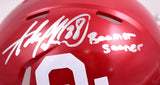 Adrian Peterson Autographed Oklahoma Sooners Speed Mini Helmet W/Boomer Sooner-Beckett W Hologram *Silver Image 2
