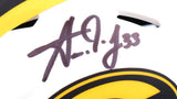 Aaron Jones Autographed Green Bay Packers Lunar Speed Mini Helmet- Beckett W Hologram *Black Image 2