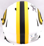 Aaron Jones Autographed Green Bay Packers Lunar Speed Mini Helmet- Beckett W Hologram *Black Image 3