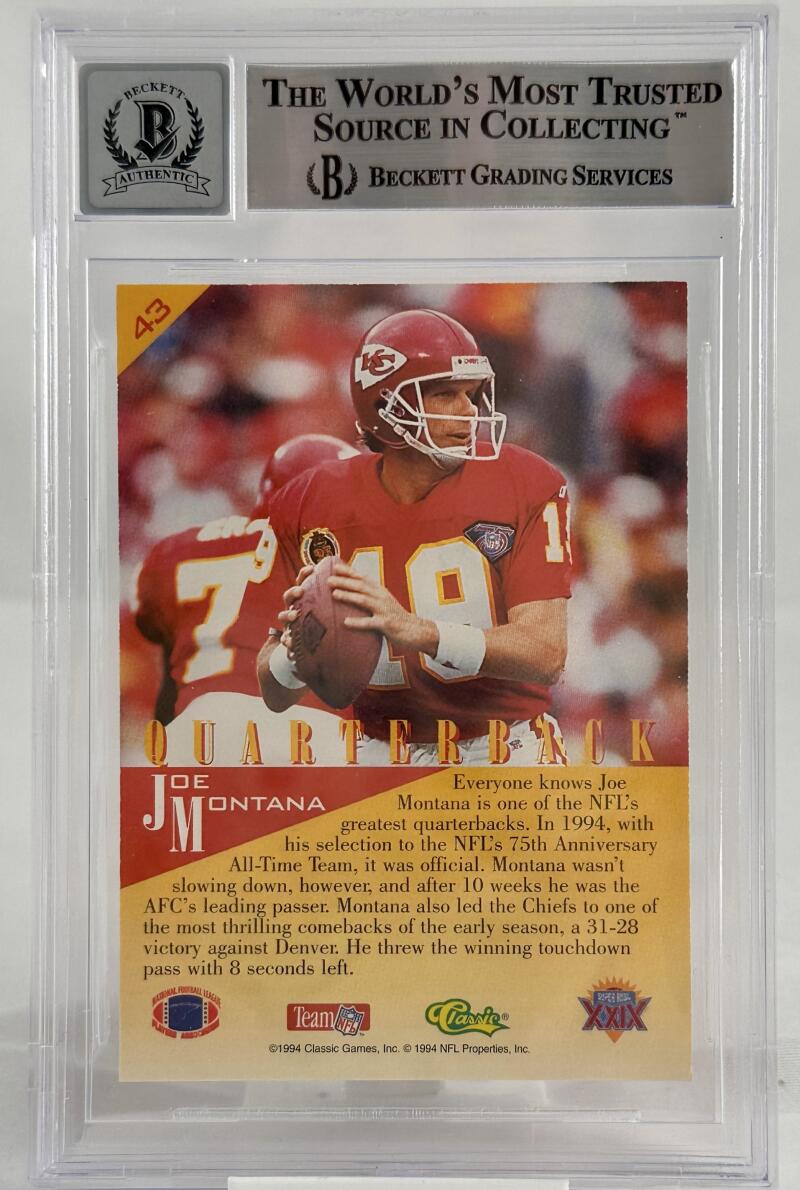 1994 Classic NFL Experience Joe Montana - Kansas City Chiefs