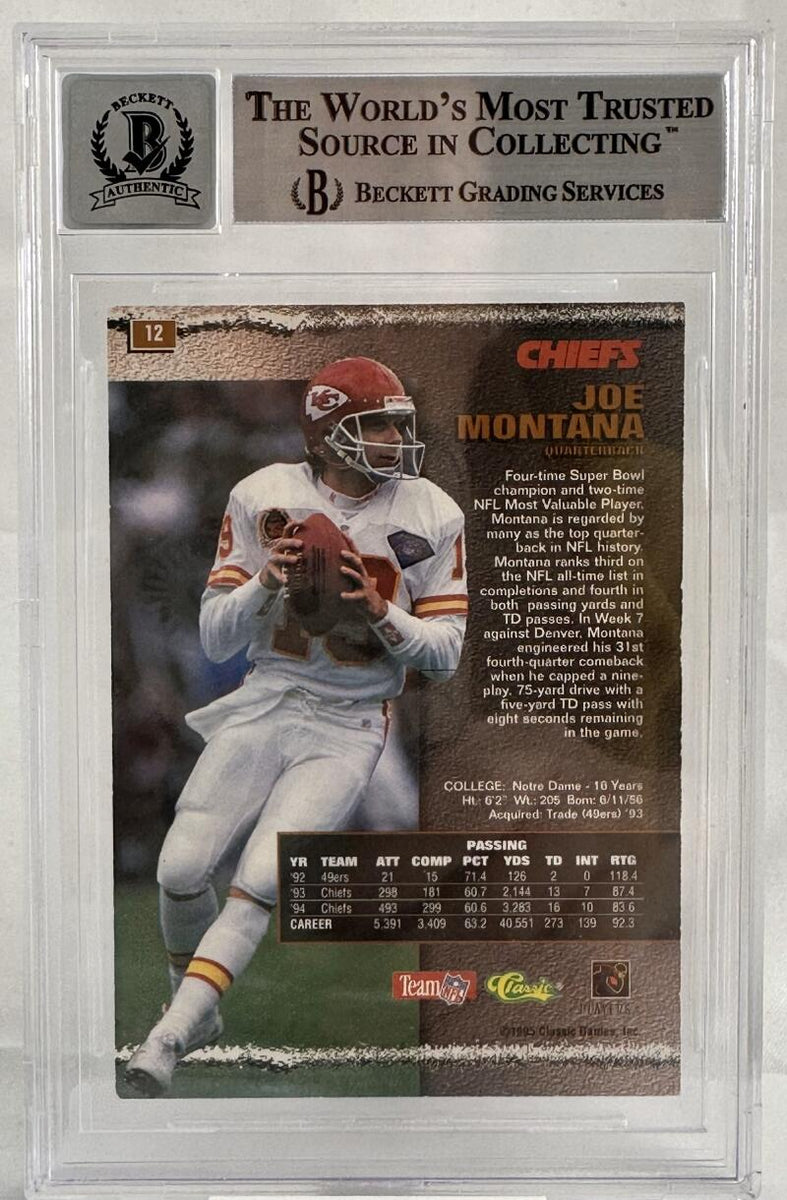 1995 Pro Line #12 Joe Montana Auto Kansas City Chiefs BAS, 48% OFF