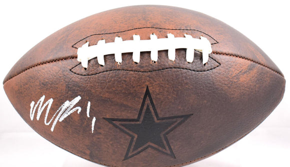 Micah Parsons Autographed Dallas Cowboys Distressed Logo Football- Fanatics *White Image 1