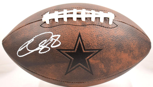 CeeDee Lamb Autographed Dallas Cowboys Distressed Logo Football- Fanatics *White Image 1
