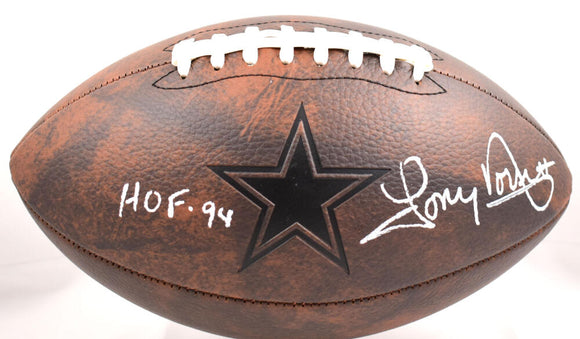 Tony Dorsett Autographed Dallas Cowboys Distressed Logo Football w/HOF- Beckett W Hologram *White Image 1