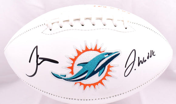 Tyreek Hill Jaylen Waddle Autographed Miami Dolphins Logo Football-Beckett W Hologram Fanatics *Black Image 1