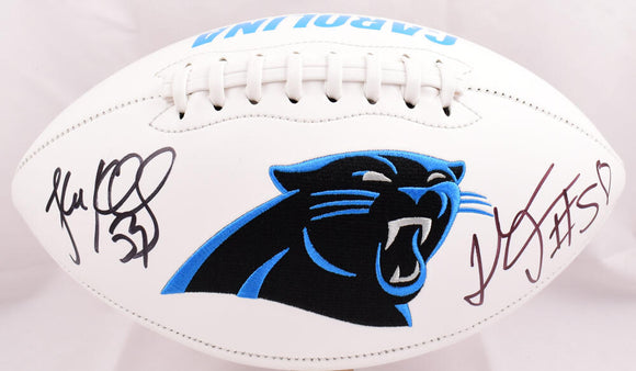 Luke Kuechly Thomas Davis Autographed Carolina Panthers Logo Football- Beckett W Hologram *Black Image 1