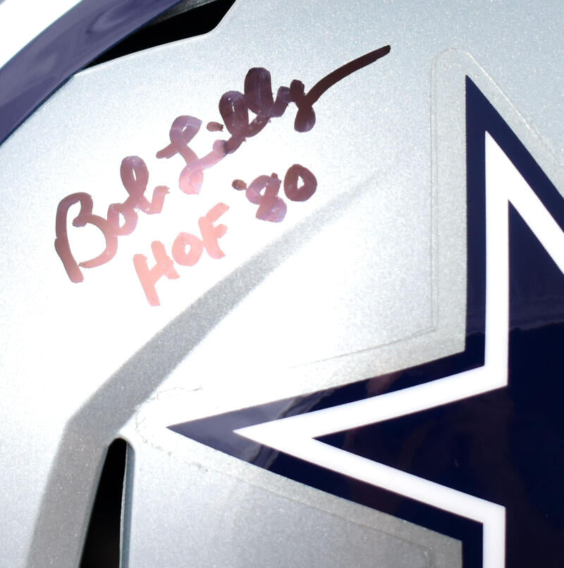 Bob Lilly Autographed Dallas Cowboys Flat White Mini Helmet HOF 80