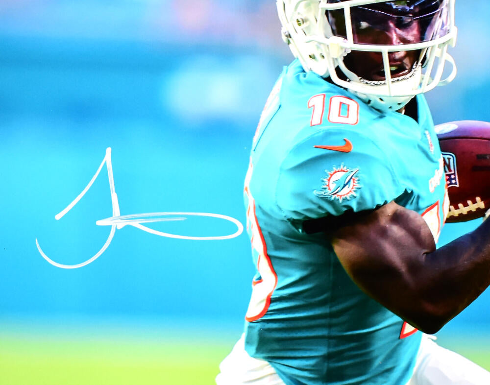 Shop Tyreek Hill Miami Dolphins Autographed Teal Jersey