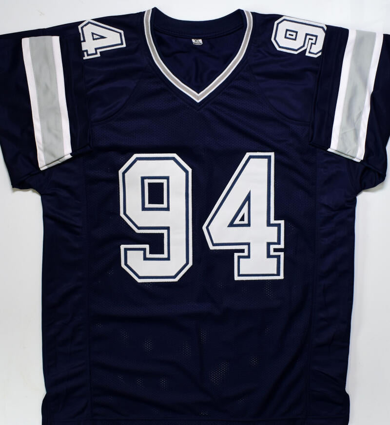 The Jersey Source Autographs Marshall Faulk Autographed White/Blue Pro Style Jersey w/SB- Beckett W*Silver *2