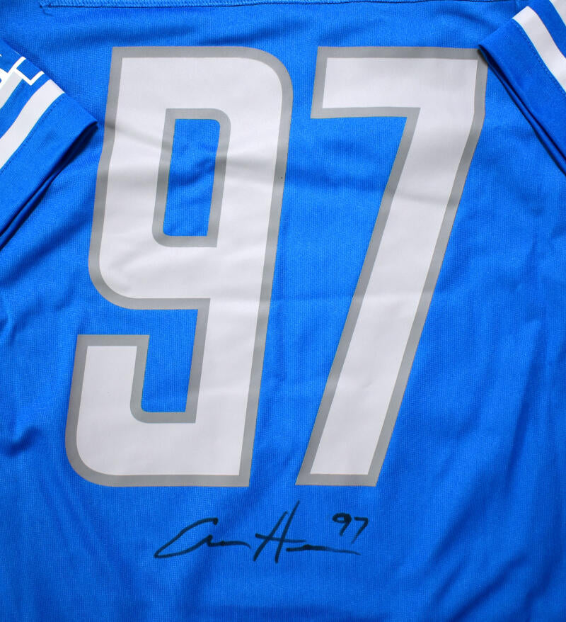 Aidan Hutchinson Authentic Signed Blue Pro Style Framed Jersey BAS Witnessed