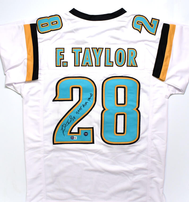 Fred Taylor Autographed White Pro Style Jersey w/11,695 Rush Yds