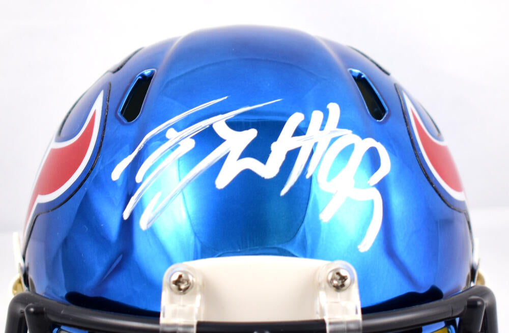 J.J. Watt Autographed Houston Texans Chrome Mini Helmet