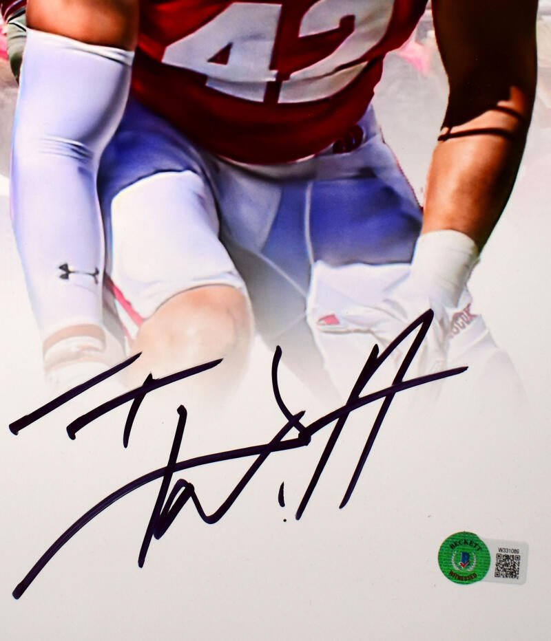 J. J. Watt, TJ Watt & Derek Watt Signed Wisconsin Badgers Logo Football  (JSA & Watt)