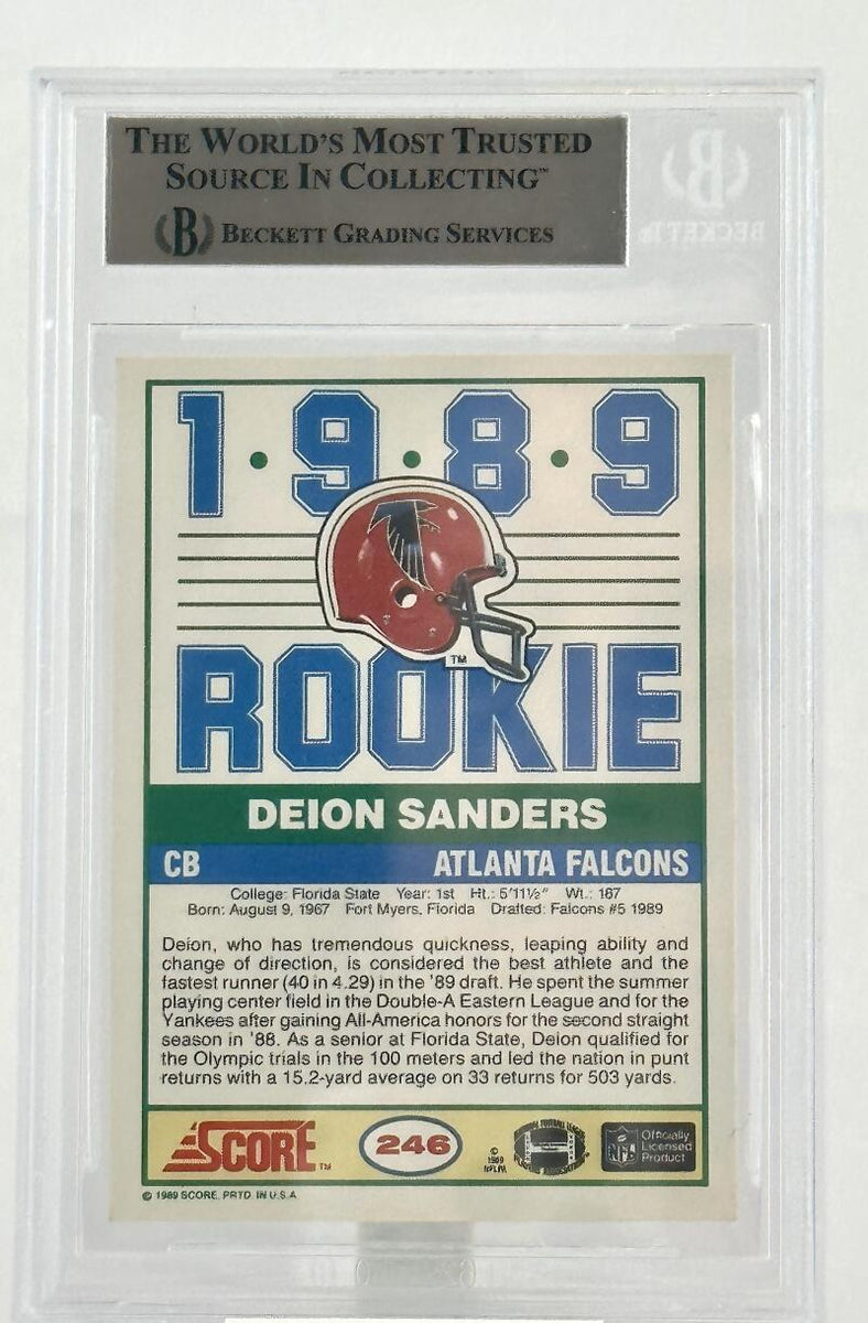 1989 Score #246 Deion Sanders Atlanta Falcons Autograph Beckett Authen –  The Jersey Source