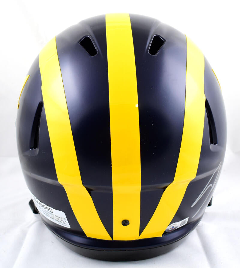 Blake Corum Autographed Michigan Wolverines F S Speed Helmet Beckett W Hologram Silver