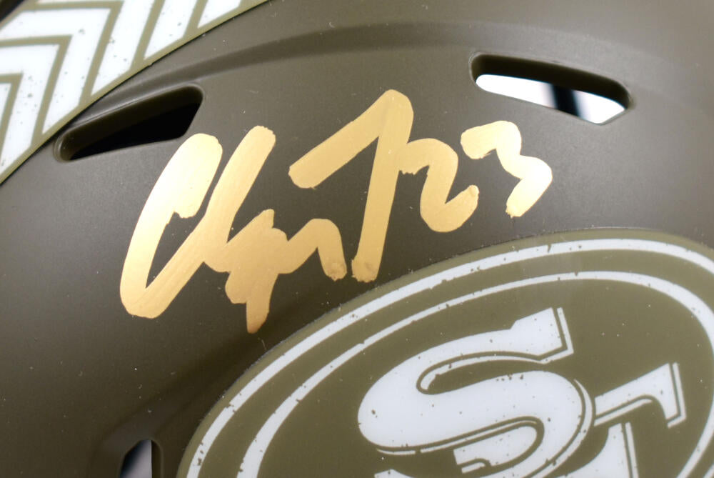 San Francisco 49ers Christian McCaffrey Autographed Salute To Service Speed  Mini Helmet BAS Authenticated - Tennzone Sports Memorabilia