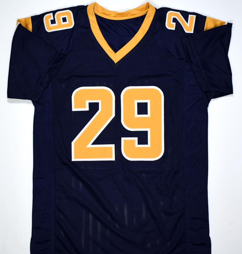 The Jersey Source Autographs Eric Dickerson Signed Blue/Yellow Pro Style Jersey w/ HOF-Beckett W Hologram