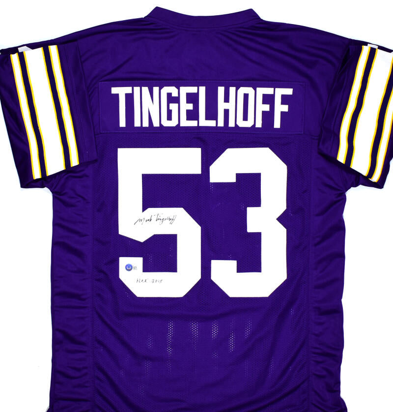 Mick Tingelhoff Autographed Purple Pro Style Jersey W/ HOF - Beckett  Hologram *Black