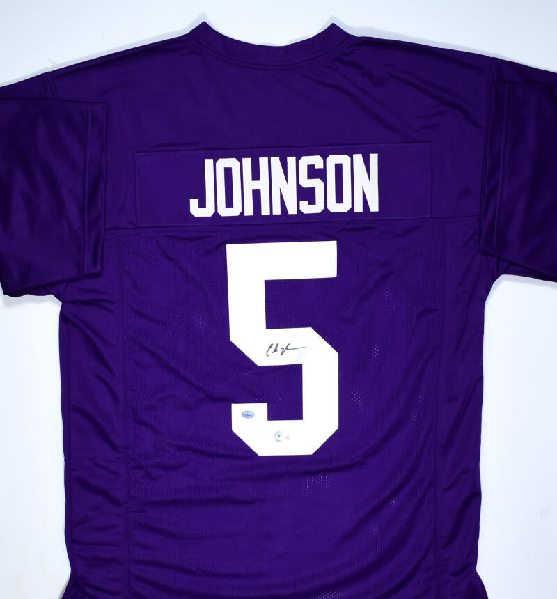 Chris Johnson Autographed Purple College Style Jersey - Beckett