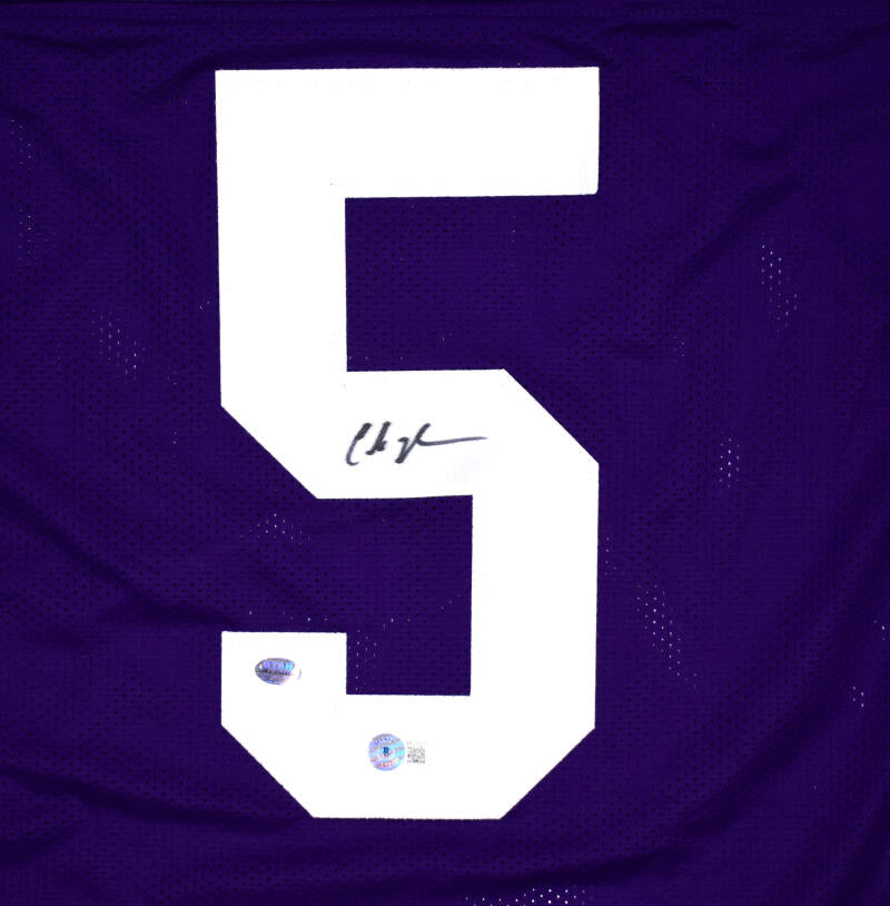 Chris Johnson Autographed Purple College Style Jersey - Beckett