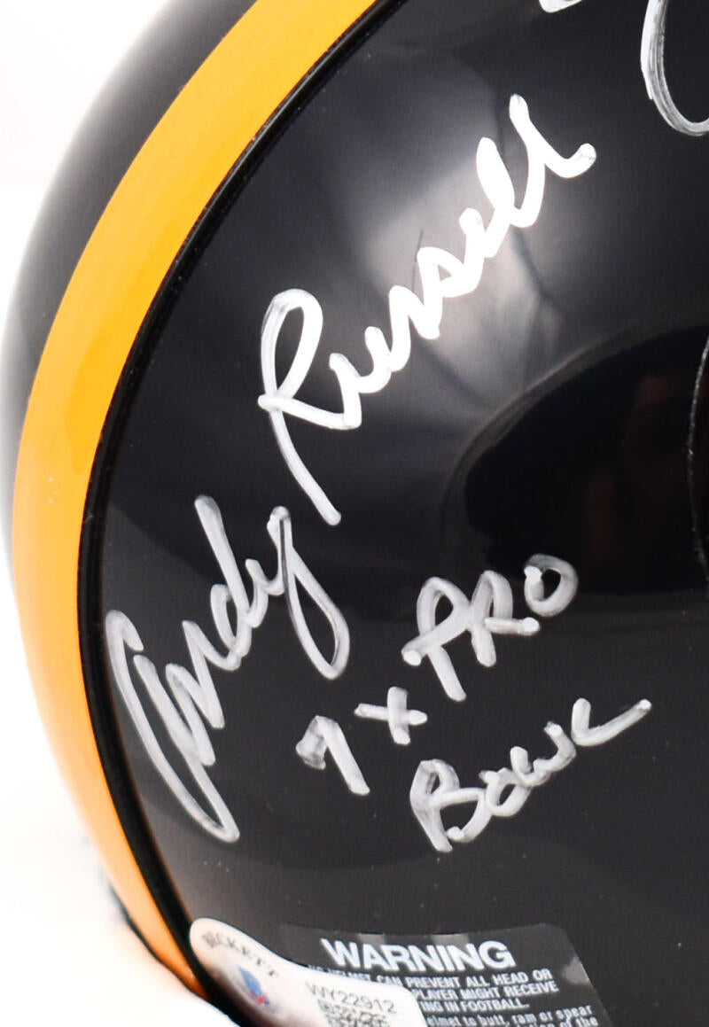 Andy Russell Autographed Pittsburgh Steelers White Logo Football with 2x SB Champs